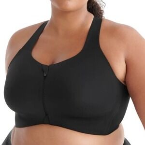 Knix Catalyst Front Zip Sports Bra 8‎ Black Wireless Crisscross Comfort Yoga Gym
